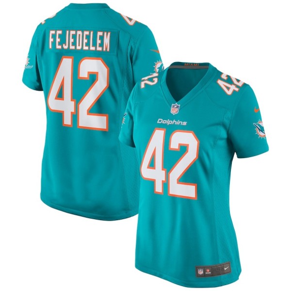 Women's Miami Dolphins Clayton Fejedelem Aqua Game Jersey