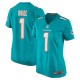 Women's Miami Dolphins Number 1 Bride Aqua Game Jersey