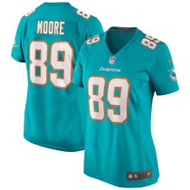 Women's Miami Dolphins Nat Moore Aqua Game Retired Player Jersey