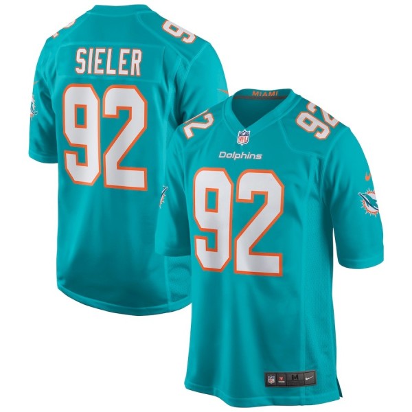 Men's Miami Dolphins Zach Sieler Aqua Game Jersey