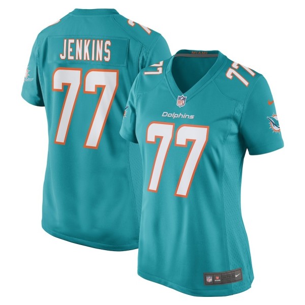 Women's Miami Dolphins John Jenkins Aqua Game Player Jersey