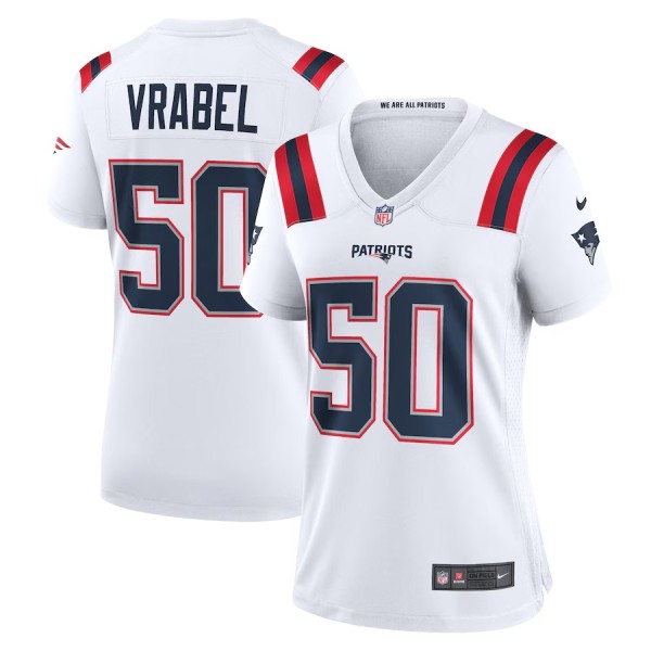 Women's New England Patriots Mike Vrabel White Retired Player Game Jersey