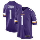 Men's Minnesota Vikings Number 1 Groom Purple Game Jersey