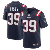 Men's New England Patriots Jamycal Hasty Navy Team Game Jersey