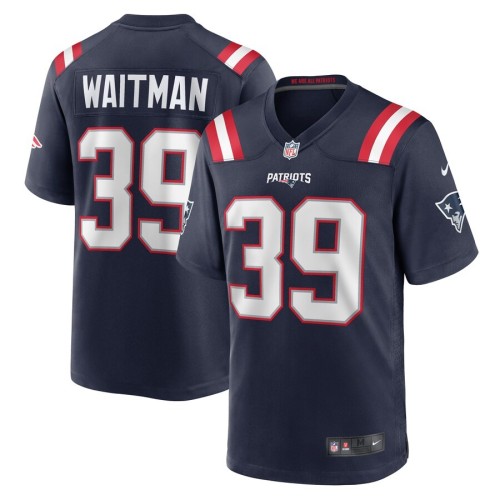 Men's New England Patriots Corliss Waitman Navy Team Game Jersey