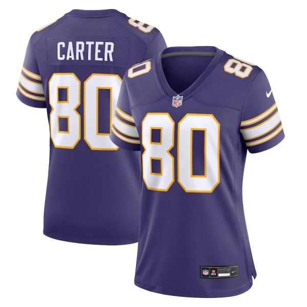 Women's Minnesota Vikings Cris Carter Purple Classic Retired Player Game Jersey