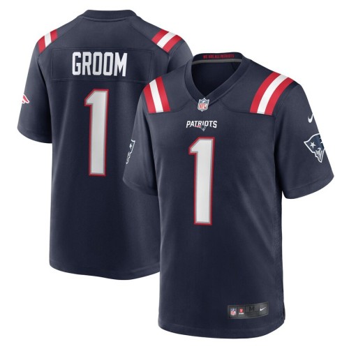 Men's New England Patriots Number 1 Groom Navy Game Jersey