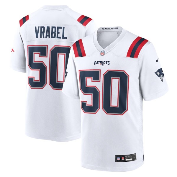 Men's New England Patriots Mike Vrabel White Retired Player Game Jersey