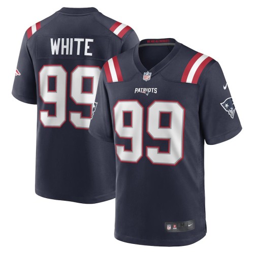 Men's New England Patriots Keion White Navy Game Jersey