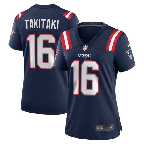 Women's New England Patriots Sione Takitaki Navy Game Jersey