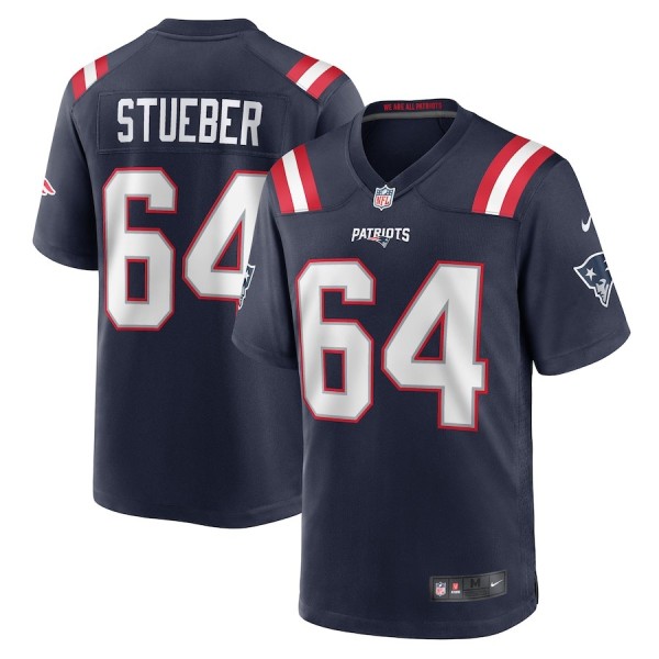 Men's New England Patriots Andrew Stueber Navy Game Player Jersey