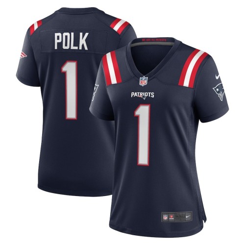 Women's New England Patriots Ja'Lynn Polk Navy Team Game Jersey