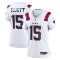 Women's New England Patriots Ezekiel Elliott White Game Player Jersey