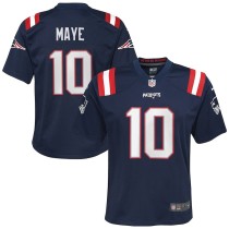Youth New England Patriots Drake Maye Navy Player Game Jersey