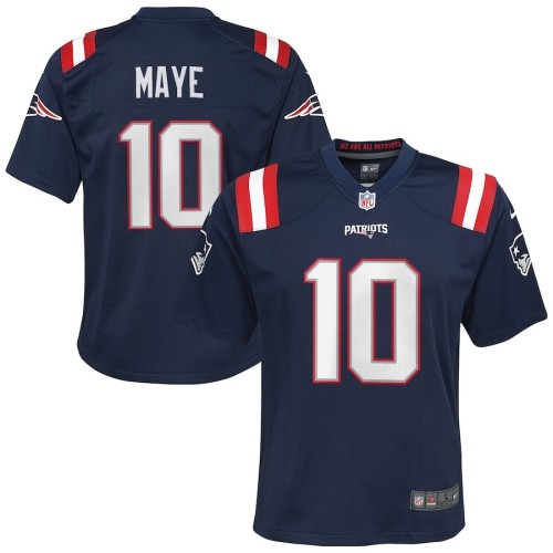 Youth New England Patriots Drake Maye Navy Player Game Jersey