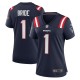 Women's New England Patriots Number 1 Bride Navy Game Jersey