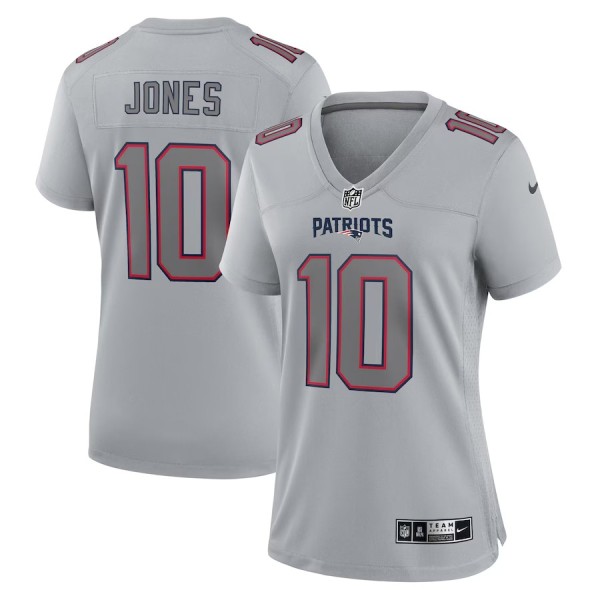 Women's New England Patriots Mac Jones Gray Atmosphere Fashion Game Jersey