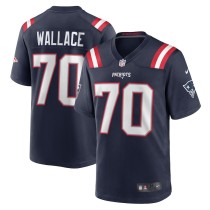 Men's New England Patriots Caedan Wallace Navy Game Jersey