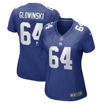 Women's New York Giants Mark Glowinski Royal Game Player Jersey