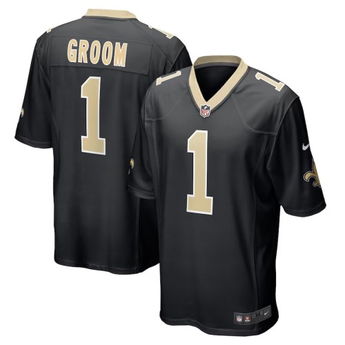 Men's New Orleans Saints Number 1 Groom Black Game Jersey