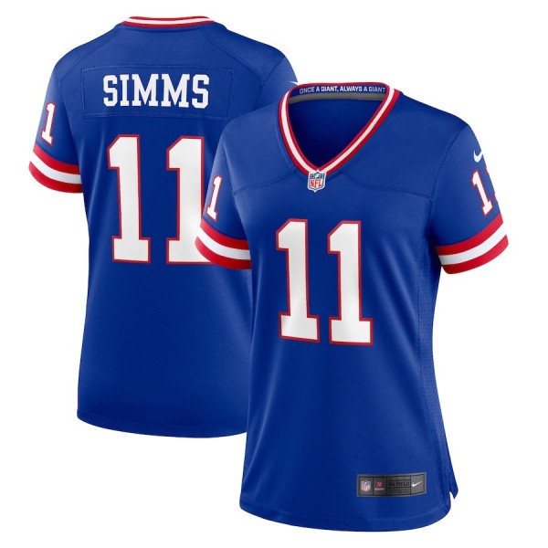 Women's New York Giants Phil Simms Royal Classic Retired Player Game Jersey