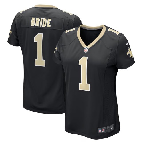 Women's New Orleans Saints Number 1 Bride Black Game Jersey
