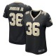 Women's New Orleans Saints Anthony Johnson Black Team Game Jersey