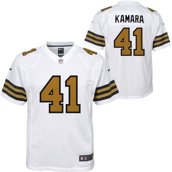 Youth New Orleans Saints Alvin Kamara White Game Jersey
