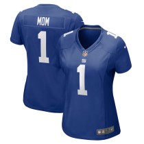 Women's New York Giants Number 1 Mom Royal Game Jersey
