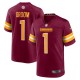 Men's Washington Commanders Number 1 Groom Burgundy Game Jersey