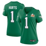 Women's Philadelphia Eagles Jalen Hurts Kelly Green Super Bowl LIX 2nd Alternate Game Jersey