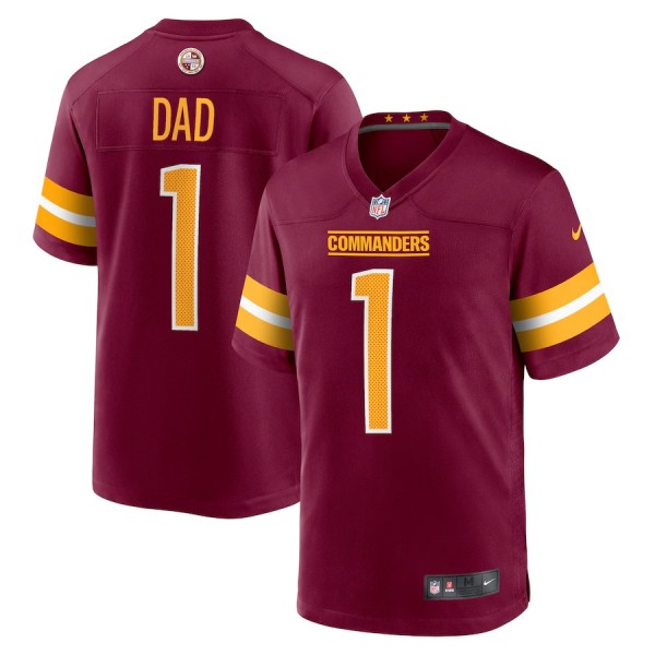 Men's Washington Commanders Number 1 Dad Burgundy Game Jersey