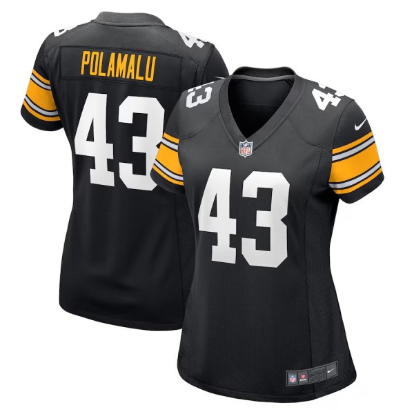 Women's Pittsburgh Steelers Troy Polamalu Black Retired Player Jersey