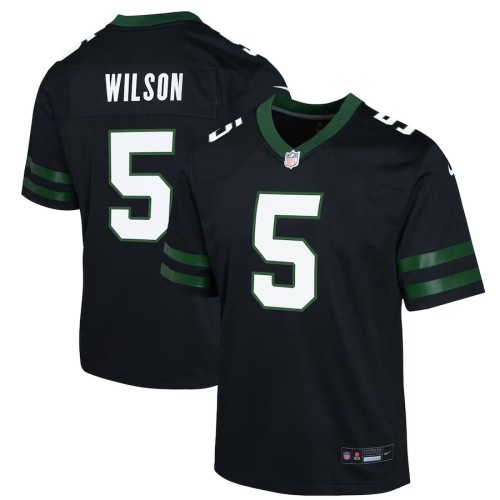 Youth New York Jets Garrett Wilson Legacy Black Alternate Game Jersey