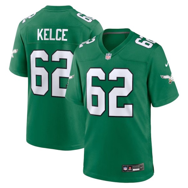 Men's Philadelphia Eagles Jason Kelce Kelly Green Alternate Game Player Jersey