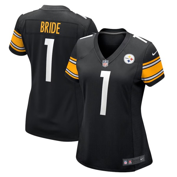 Women's Pittsburgh Steelers Number 1 Bride Black Game Jersey