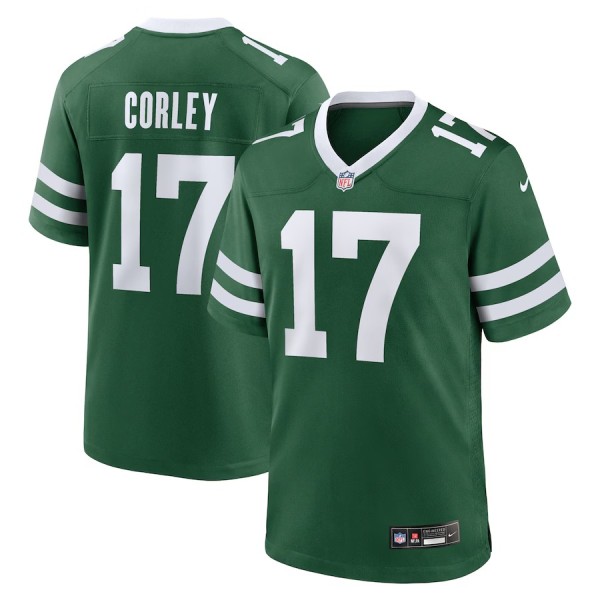 Men's New York Jets Malachi Corley Legacy Green Team Game Jersey