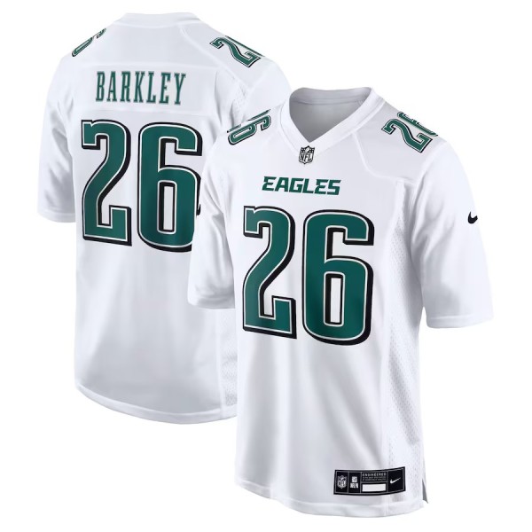 Men's Philadelphia Eagles Saquon Barkley Tundra White Fashion Game Jersey