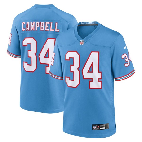 Men's Tennessee Titans Earl Campbell Light Blue Oilers Throwback Retired Player Game Jersey