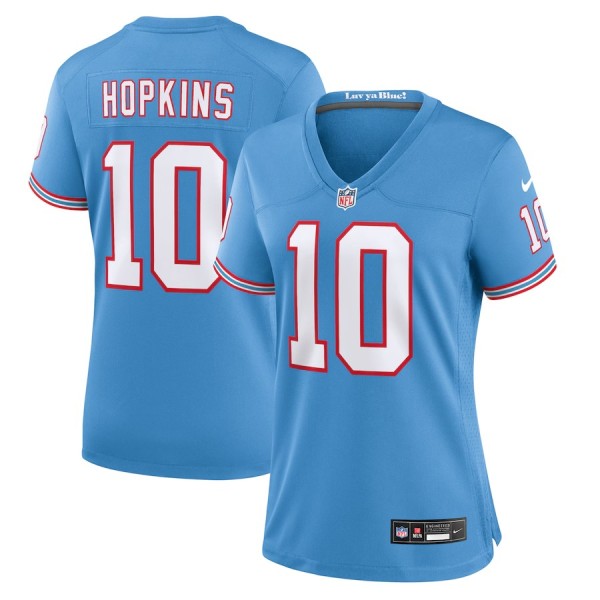 Women's Tennessee Titans DeAndre Hopkins Light Blue Oilers Throwback Player Game Jersey