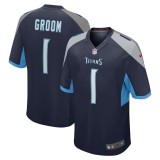 Men's Tennessee Titans Number 1 Groom Navy Game Jersey