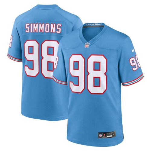 Men's Tennessee Titans Jeffery Simmons Light Blue Oilers Throwback Alternate Game Player Jersey