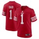 Men's San Francisco 49ers Number 1 Dad Scarlet Game Jersey