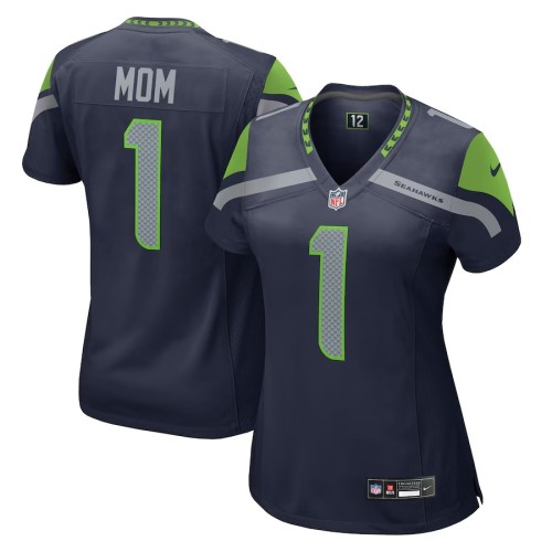 Women's Seattle Seahawks Number 1 Mom College Navy Game Jersey