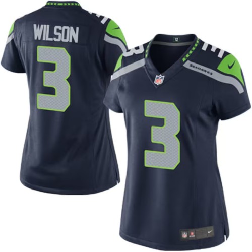 Women's Seattle Seahawks Russell Wilson College Navy Game Player Jersey