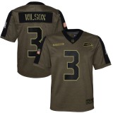 Youth Dallas Seattle Seahawks Russell Wilson Olive Salute To Service Game Jersey