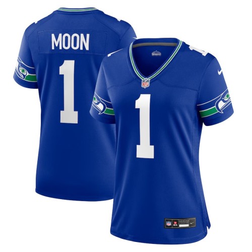 Women's Seattle Seahawks Warren Moon Royal Throwback Retired Player Game Jersey