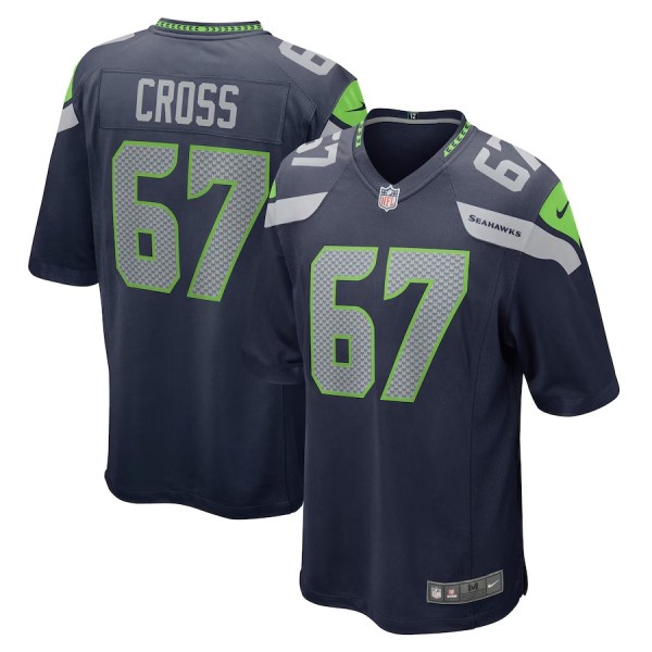 Men's Seattle Seahawks Charles Cross Navy Player Game Jersey