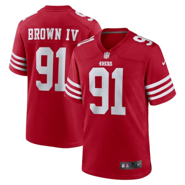 Men's San Francisco 49ers Earnest Brown IV Scarlet Team Game Jersey