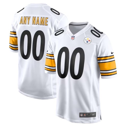 Youth White Pittsburgh Steelers Away Custom Game Jersey